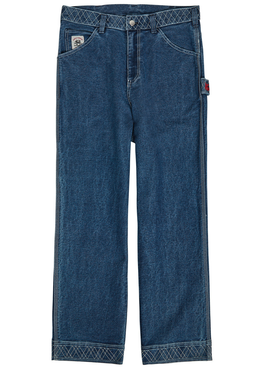 Bode Knolly Embroidered Straight-leg Jeans Indigo