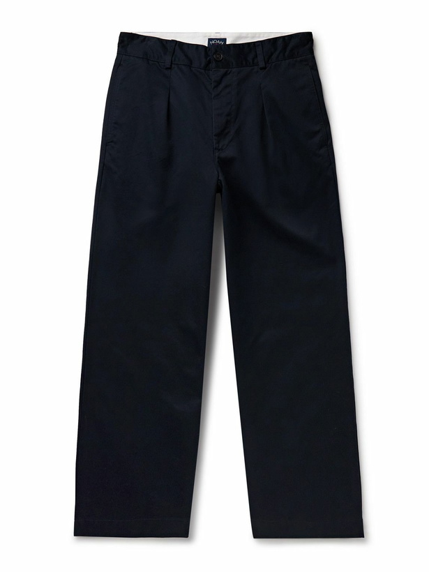 Photo: Noah - Wide-Leg Pleated Cotton-Twill Trousers - Blue
