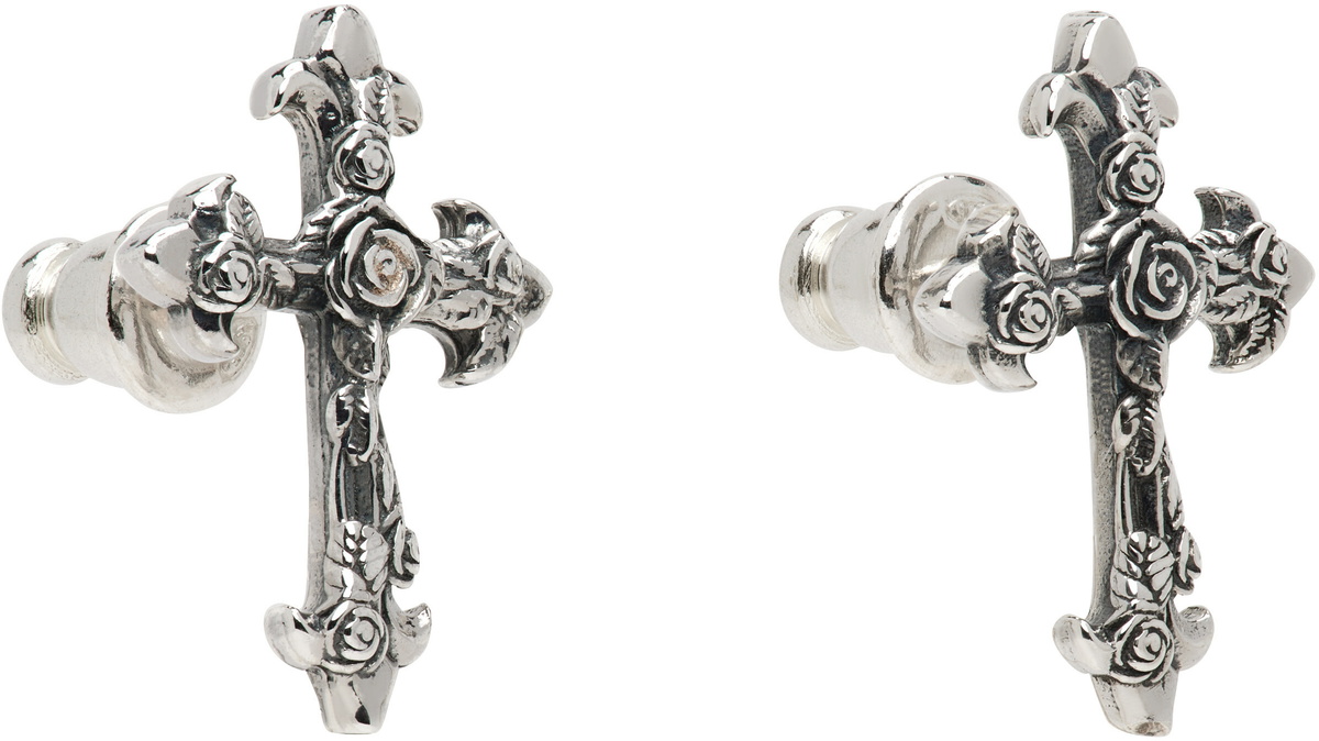 Emanuele Bicocchi Rose Cross Stud Earrings