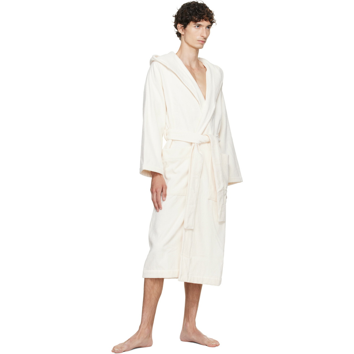 Tekla Off-White Terry Hooded Bathrobe