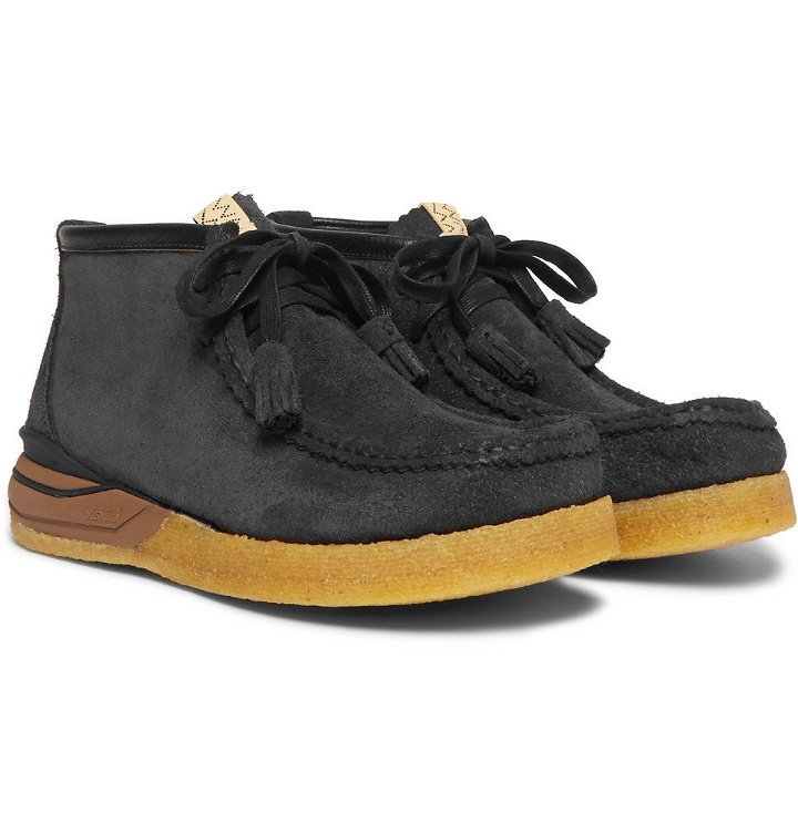 Photo: visvim - Beuys Trekker Folk Leather-Trimmed Suede Boots - Black