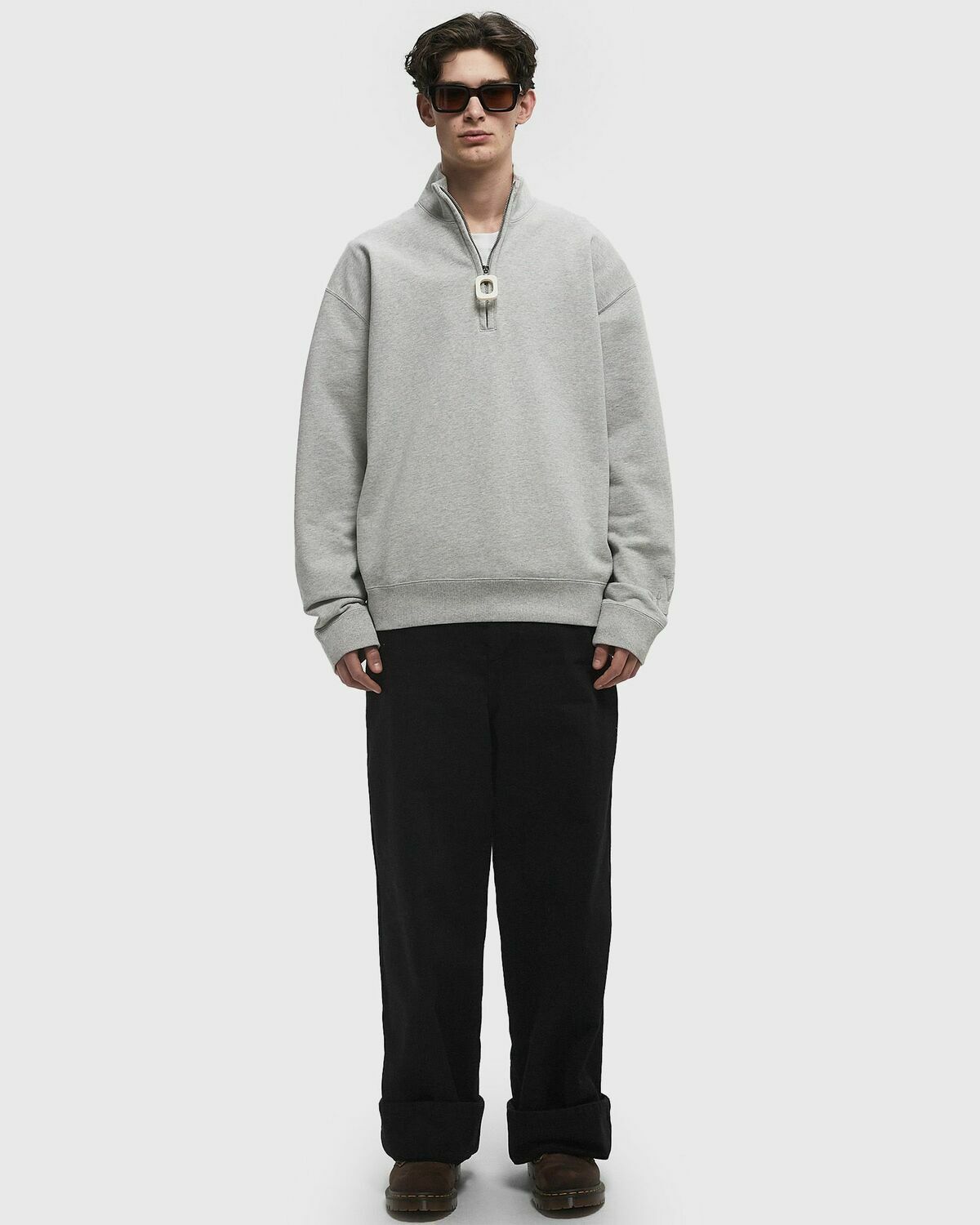 JW Anderson HALF ZIP SWEATSHIRT Grey Mens Half-Zips/Sweatshirt