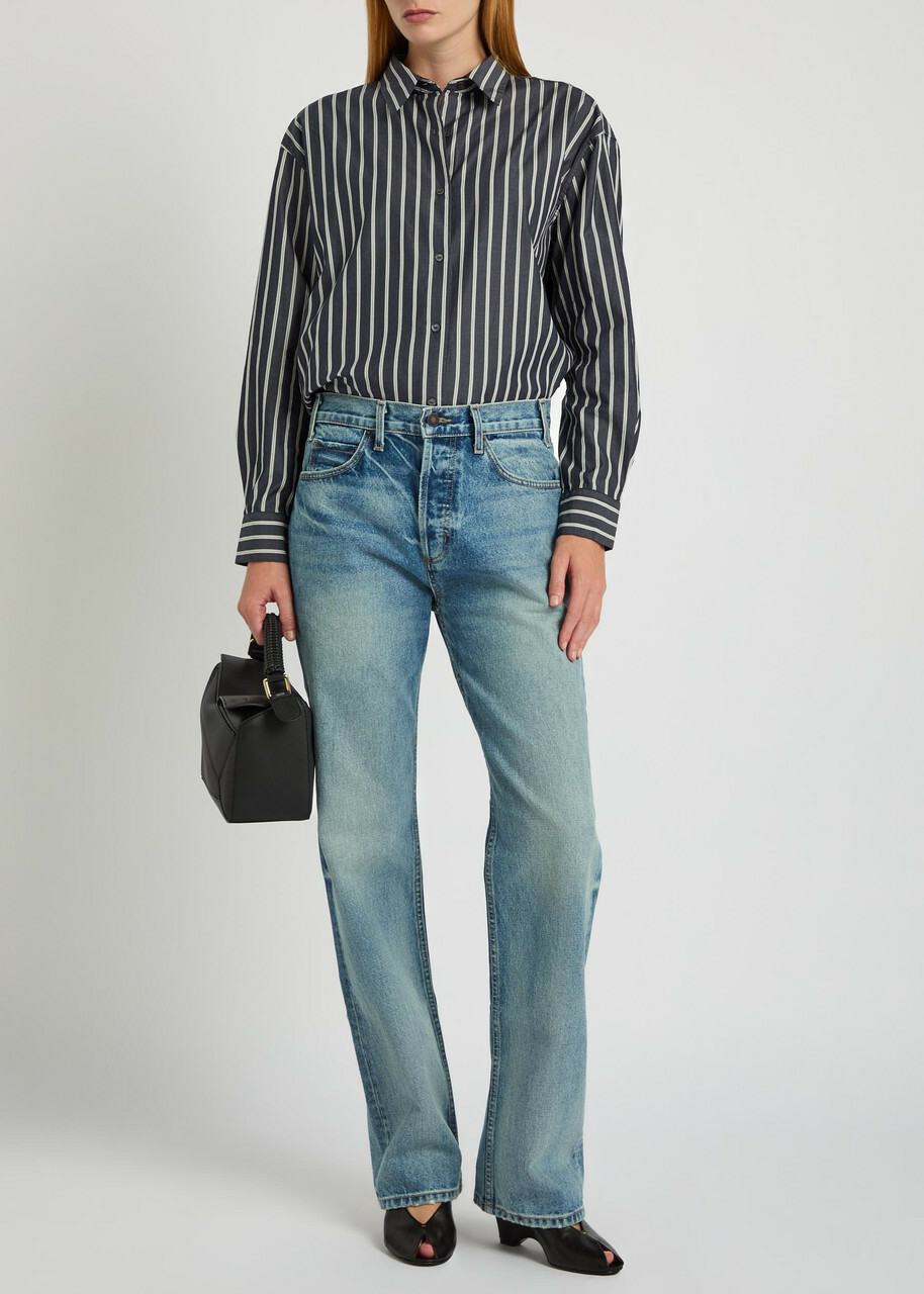 Nili Lotan Yorke Striped Cotton-poplin Shirt Grey
