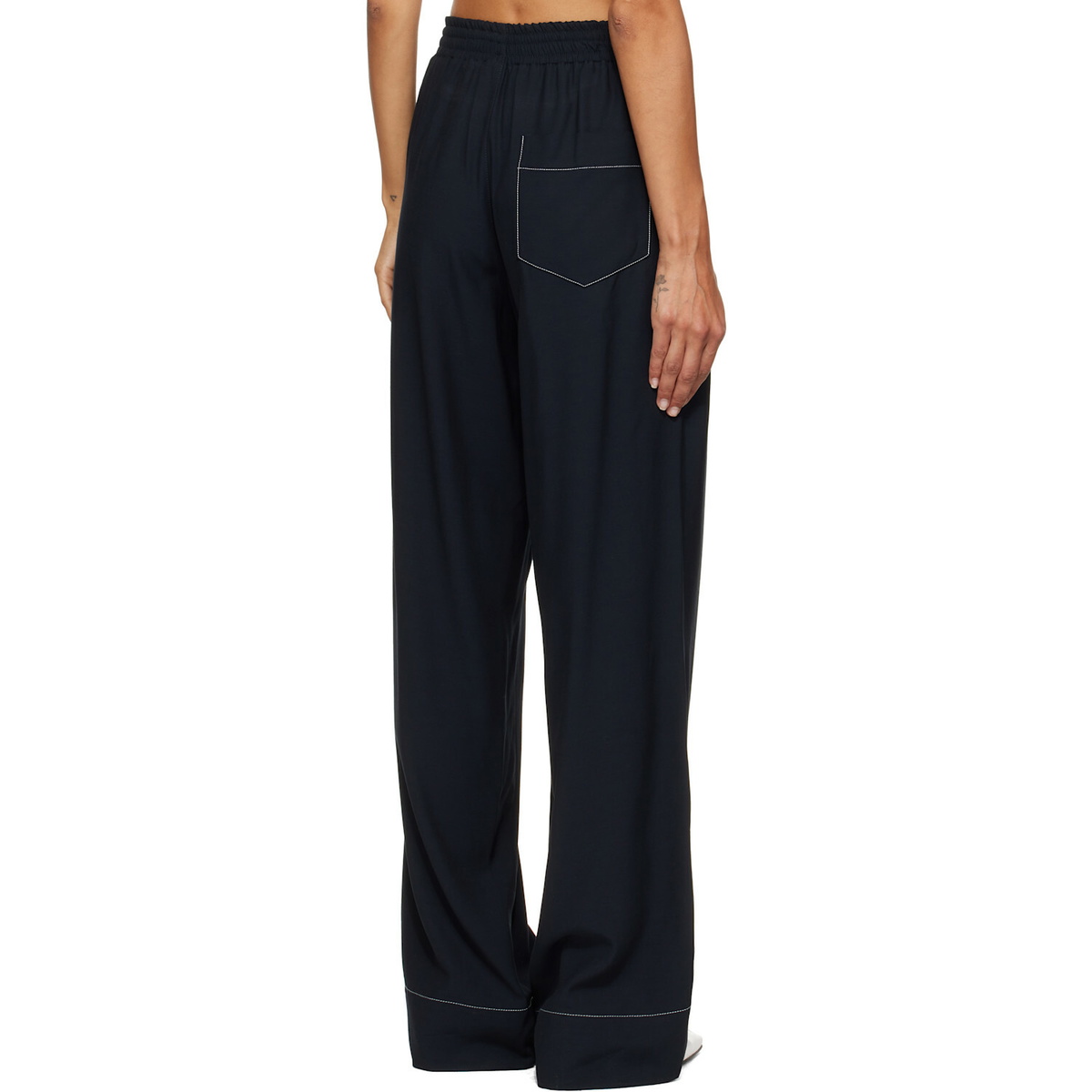 A.P.C. Navy Topstitched Trousers