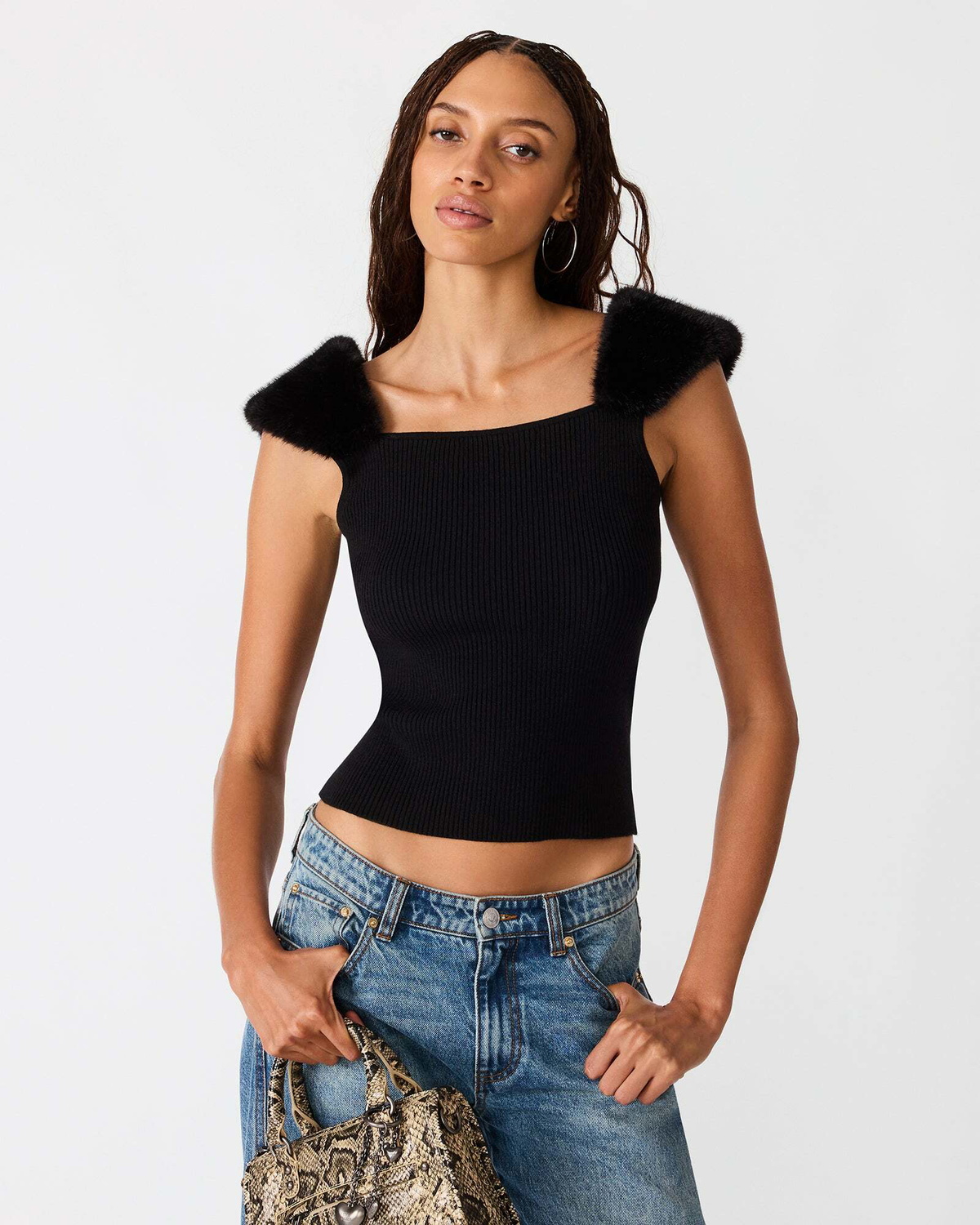 Steve Madden Madelyn Sweater Top in Black