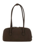 Marge Sherwood boston Grey Shoulder Bag With Embossed Logo Lettering On The Front In Leather Woman