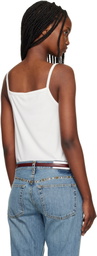Re/Done Off-White Lace Ribbed Camisole