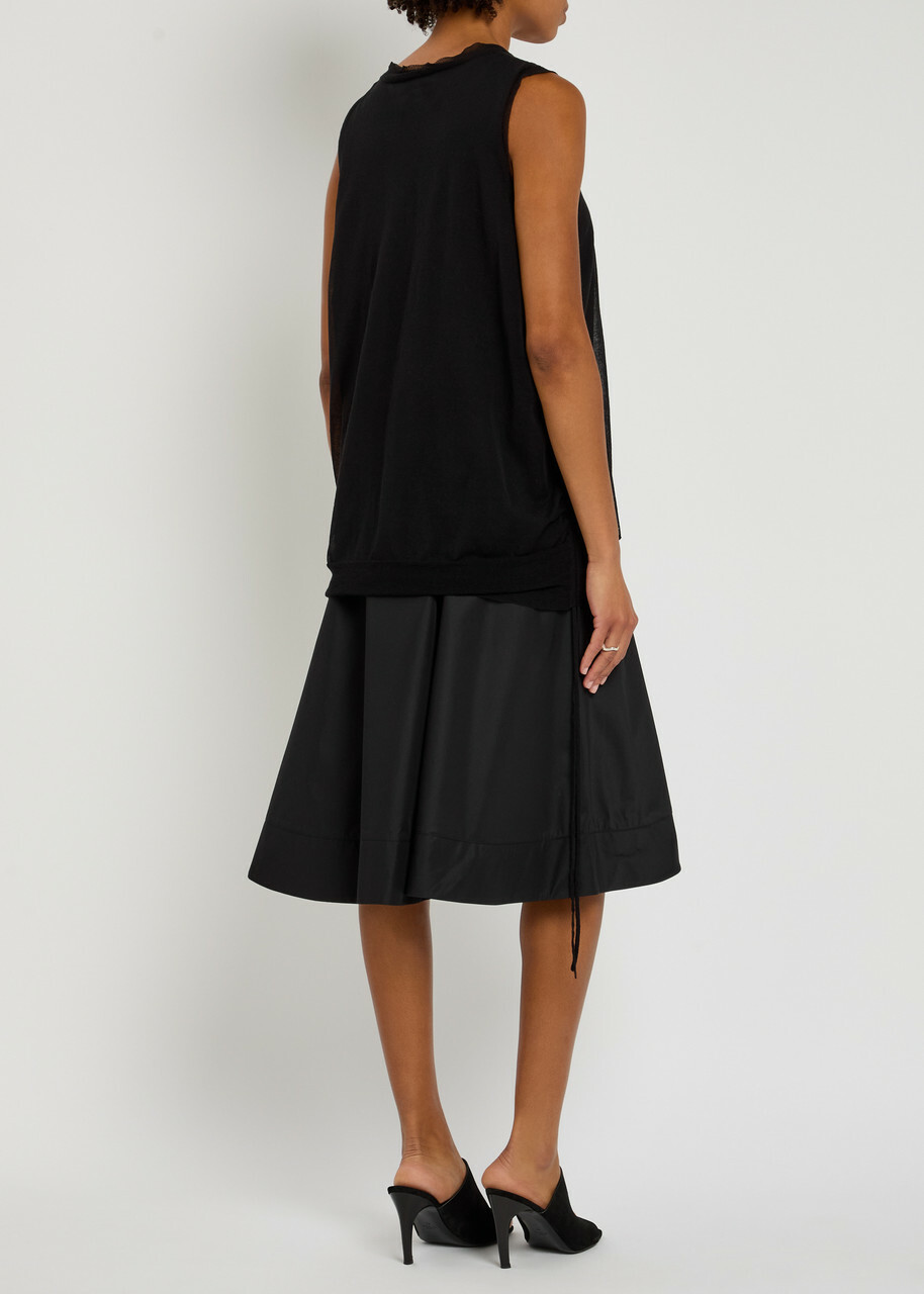 3.1 Phillip Lim Double Layer Combo Cotton-blend Midi Dress Black