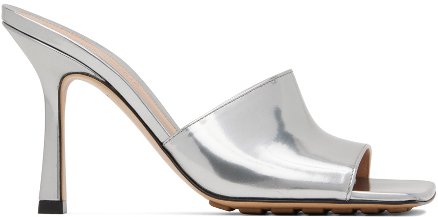Bottega Veneta Silver Stretch Heeled Mule Bottega Veneta