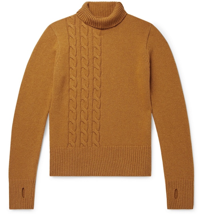 Photo: Oliver Spencer - Cable-Knit Wool Rollneck Sweater - Yellow