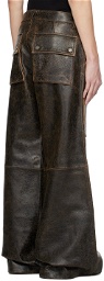 GUESS USA Brown Crackle Utility Leather Pants