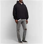 Fear of God - Slim-Fit Tapered Belted Distressed Selvedge Denim Jeans - Gray