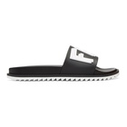 Fendi Black and White Rubber Fendi Vocabulary Sandals