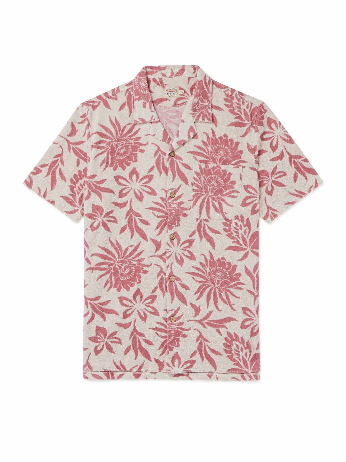 Faherty - Cabana Camp-Collar Floral-Jacquard Cotton-Blend Terry Shirt ...