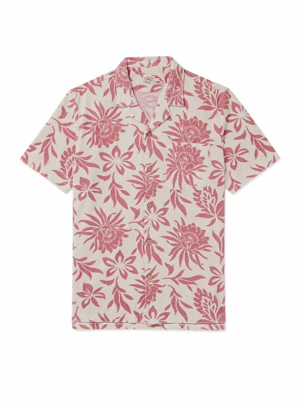 Photo: Faherty - Cabana Camp-Collar Floral-Jacquard Cotton-Blend Terry Shirt - Pink