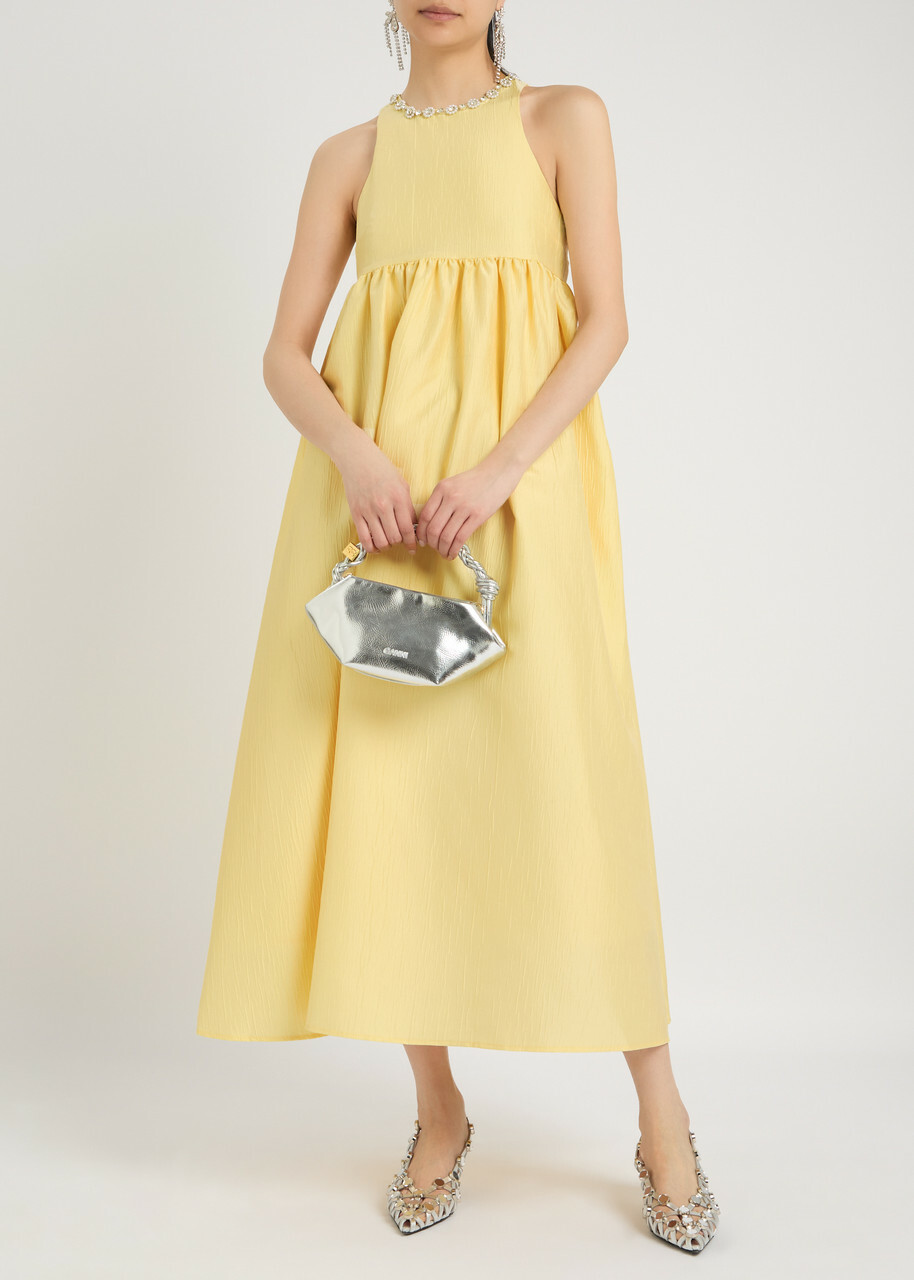 Sister Jane Darya Crystal-embellished Taffeta Midi Dress Yellow