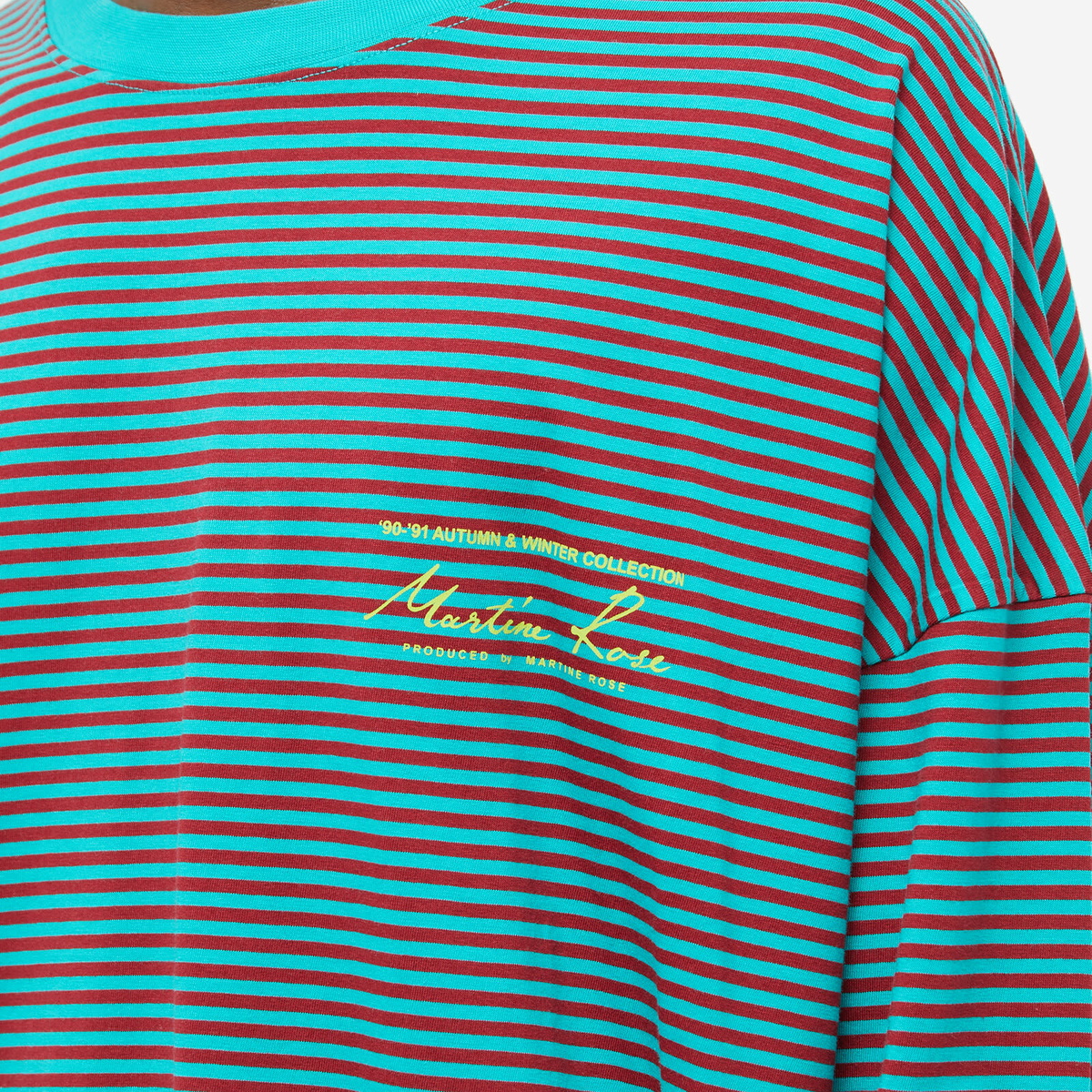 Martine Rose Men's Long Sleeve Oversized Stripe T-Shirt in Red