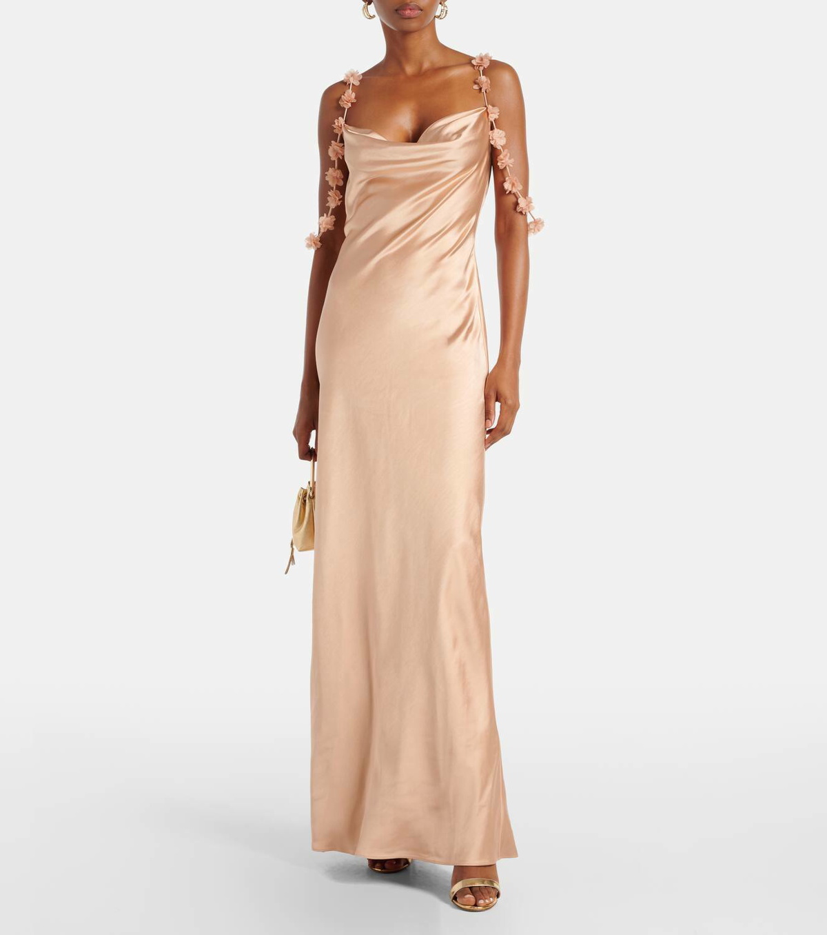 Self-Portrait Floral-appliqué satin slip dress Self-Portrait