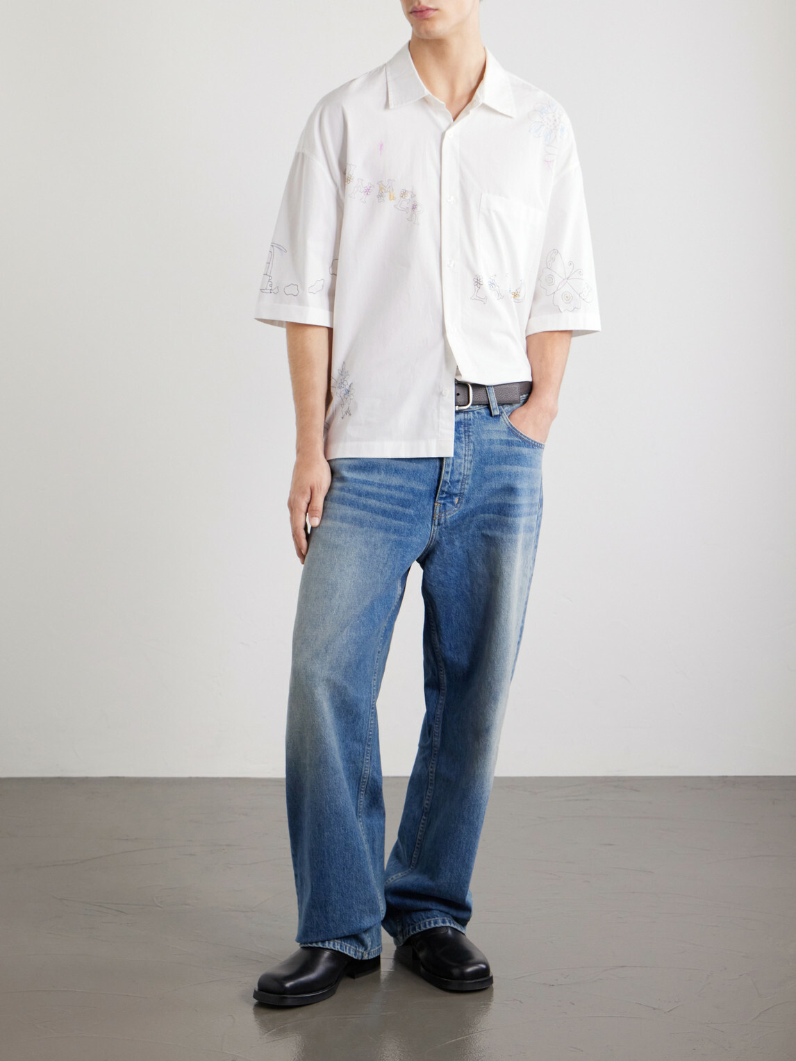 NAHMIAS - Scribble Cotton-Blend Poplin Shirt - White
