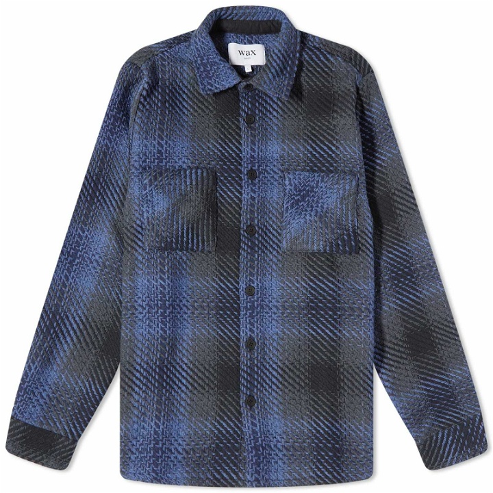 Photo: Wax London Men's Dusk Check Whiting Overshirt in Navy/Blue