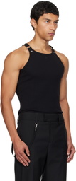 Courrèges Black Buckle 90's Rib Tank Top