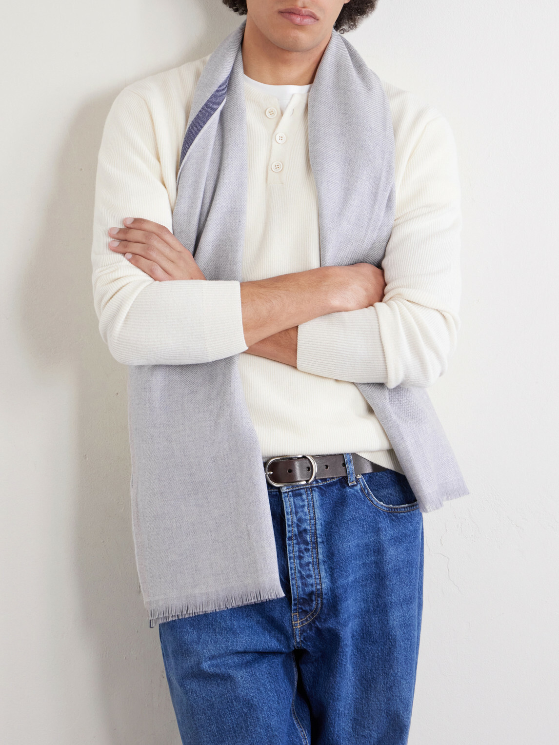 Brunello Cucinelli - Fringed Wool and Cashmere-Blend Scarf