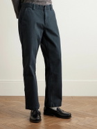 Corridor - Straight-Leg Garment-Dyed Stretch-Cotton Twill Trousers - Blue