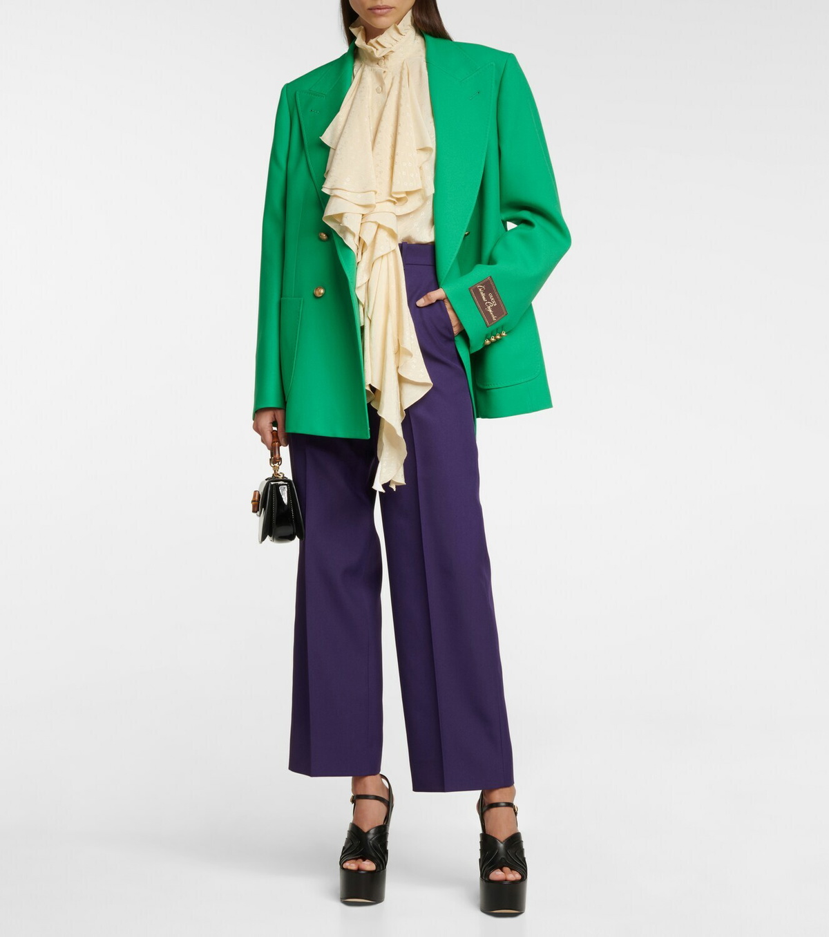 Gucci - Ruffle-trimmed jacquard silk shirt Gucci