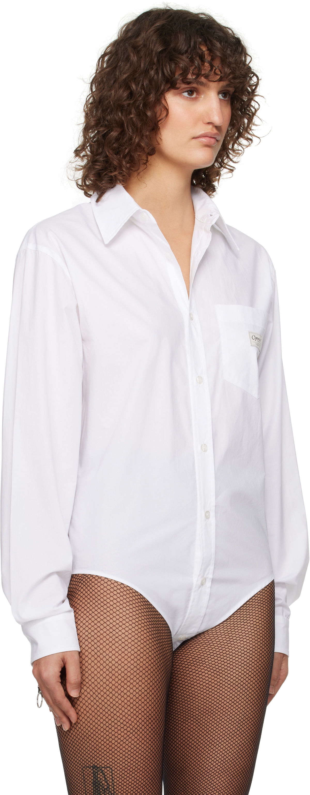 Coperni White Cotton Poplin Shirt Bodysuit