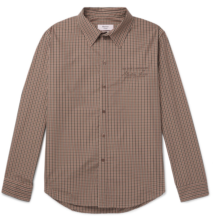 Photo: Martine Rose - Logo-Embroidered Checked Cotton-Blend Poplin Shirt - Brown