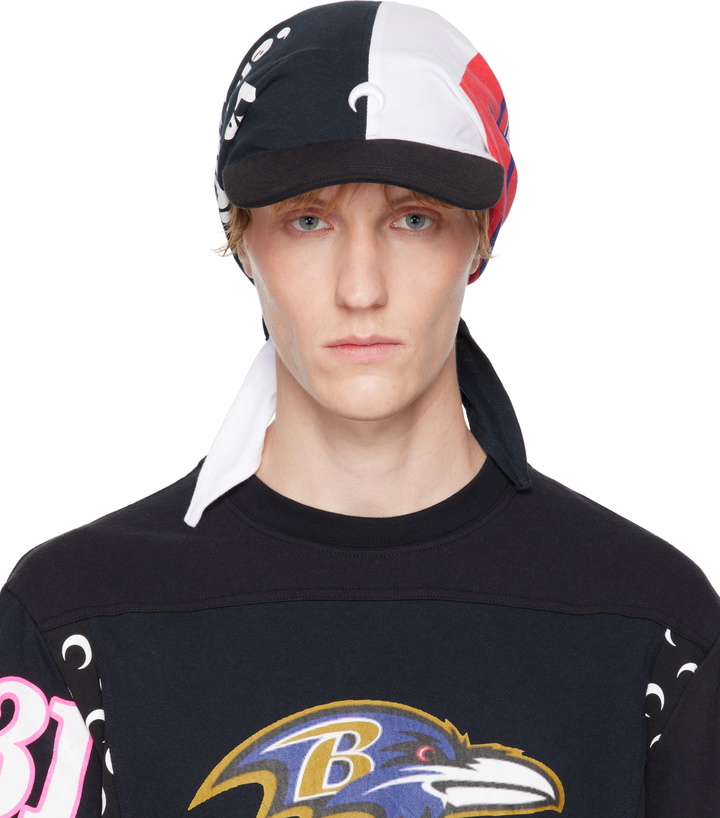 Photo: Marine Serre Black & White Regenerated Graphic T-Shirts Veiled Cap