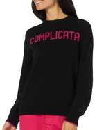 MC2 Saint Barth Woman Crewneck Black Sweater With Complicata Print