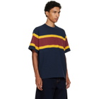 sacai Navy & Burgundy Chusen-Dyed Cotton Jersey T-shirt