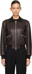 OUR LEGACY Brown Mini Leather Bomber Jacket