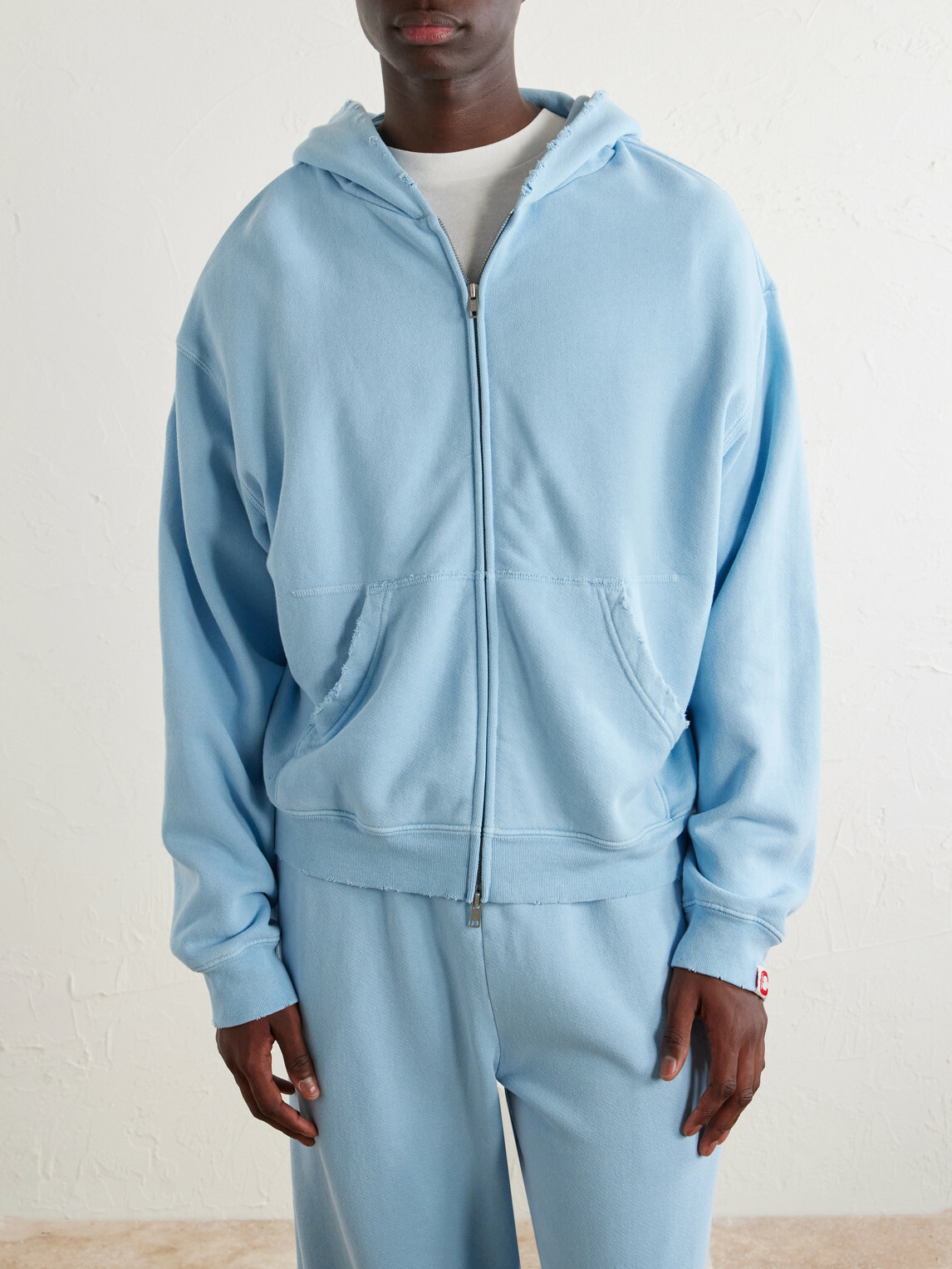 Cherry Los Angeles - Distressed Cotton-Fleece Zip-Up Hoodies - Blue