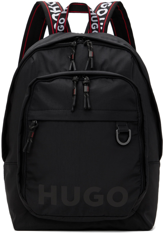 Photo: Hugo Black Logo-Print Branded Handles Backpack