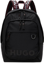 Hugo Black Logo-Print Branded Handles Backpack
