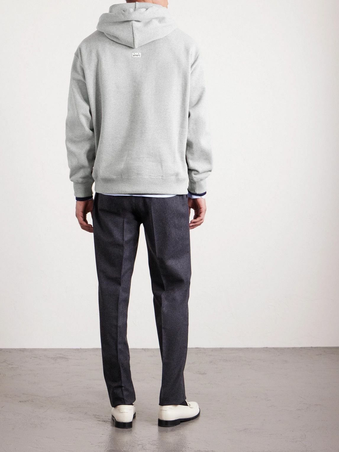 WTAPS - Aon Logo-Appliquéd Cotton-Jersey Hoodie - Gray