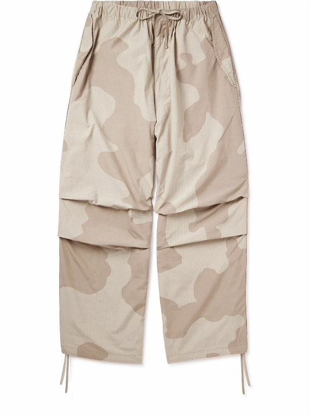 Photo: Kaptain Sunshine - Wide-Leg Camouflage-Print Cotton-Ripstop Drawstring Trousers - Neutrals