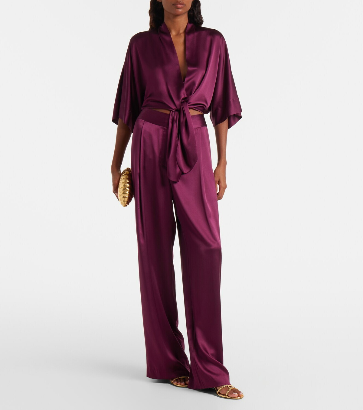 The Sei Cropped silk charmeuse top