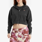 A Bathing Ape Women's Pigment Dyed One Point Crop Zip Hoodie in Black
