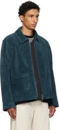 Cawley Navy Zip-Up Sandy Suede Jacket