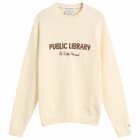 Percival Men's Public Library Knitted Crew Jumper in Ecru