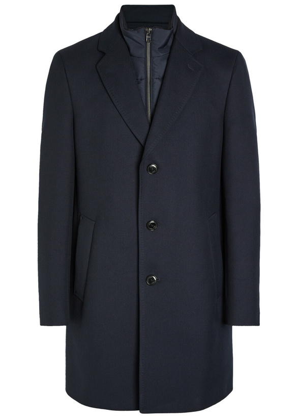 Photo: Boss Layered Cotton-blend Coat Navy
