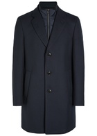 Boss Layered Cotton-blend Coat Navy