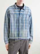 A.PRESSE - Checked Denim Jacket - Blue
