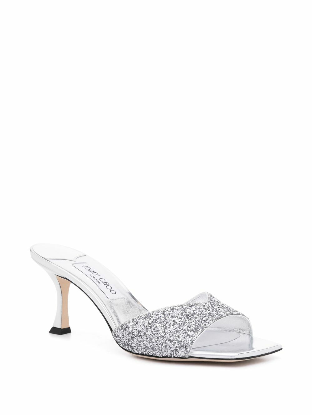 Jimmy Choo Silver Skye 70 Glitter Mules Jimmy Choo