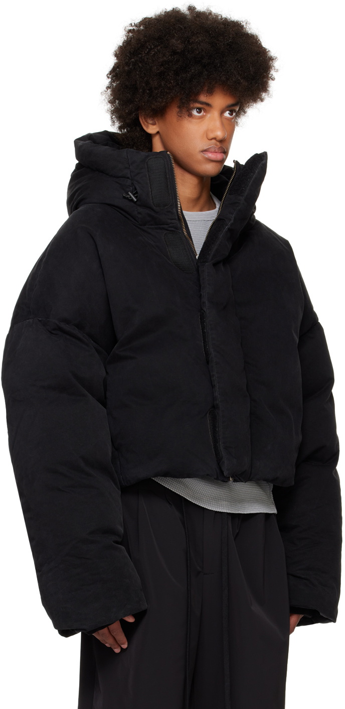 entire studios MML hoodeダウンジャケット Entire Studios Black MML Hooded Puffer Down Jacket Entire