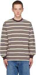 BEAMS PLUS Brown & Off-White Striped Long Sleeve T-Shirt