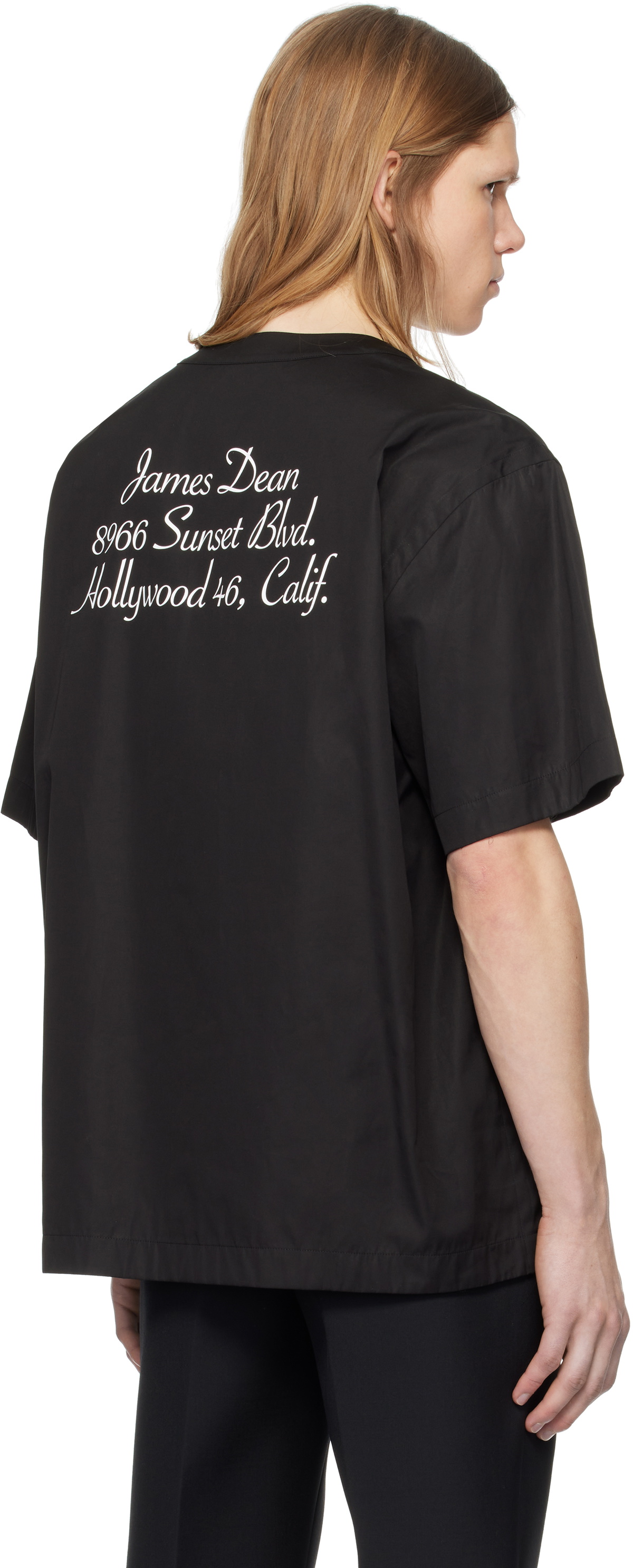 sacai Black 'James Dean' Cotton Poplin T-shirt Sacai